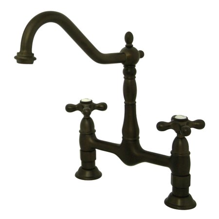 Kingston Brass KS1175AX Heritage Bridge Kitchen Faucet, Oil Rubbed Bronze KS1175AX